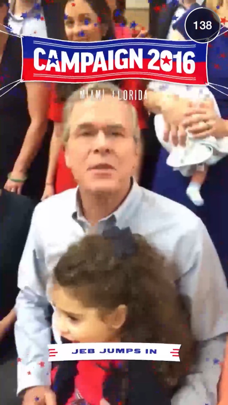 A scene from Jeb Bush's Snapchat Live Story.