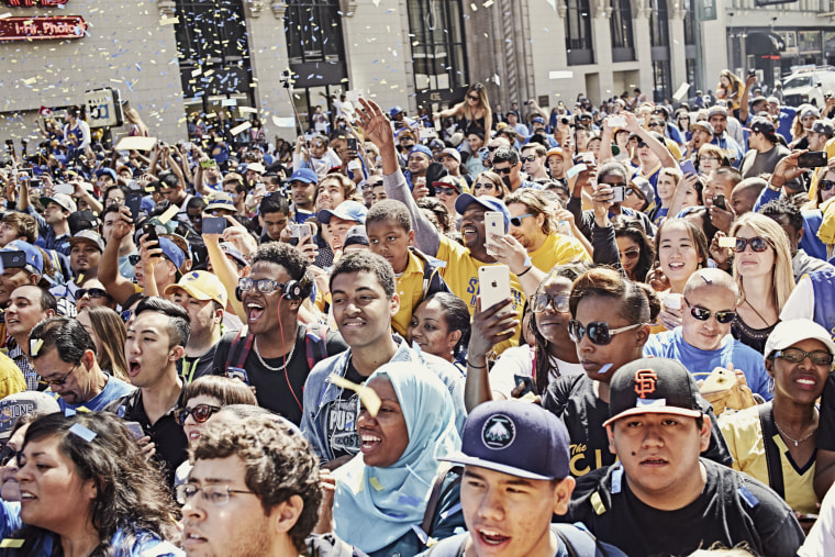 Golden State Warriors' victory parade down Broadway in Oakland, Calif. on June 19, 2015.