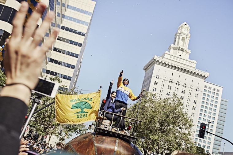 Golden State Warriors' victory parade down Broadway in Oakland, Calif. on June 19, 2015.