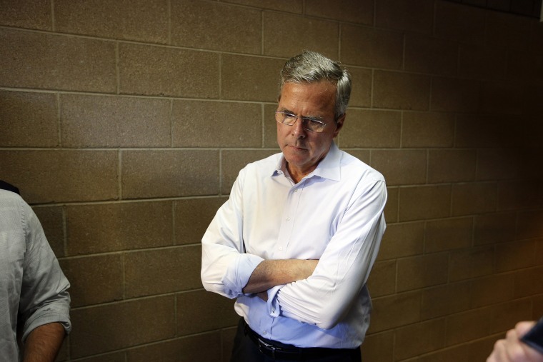 Republican presidential candidate, former Florida Gov. Jeb Bush waits in a hallway after a campaign event, June 27, 2015, in Henderson, Nev. (Photo by John Locher/AP)