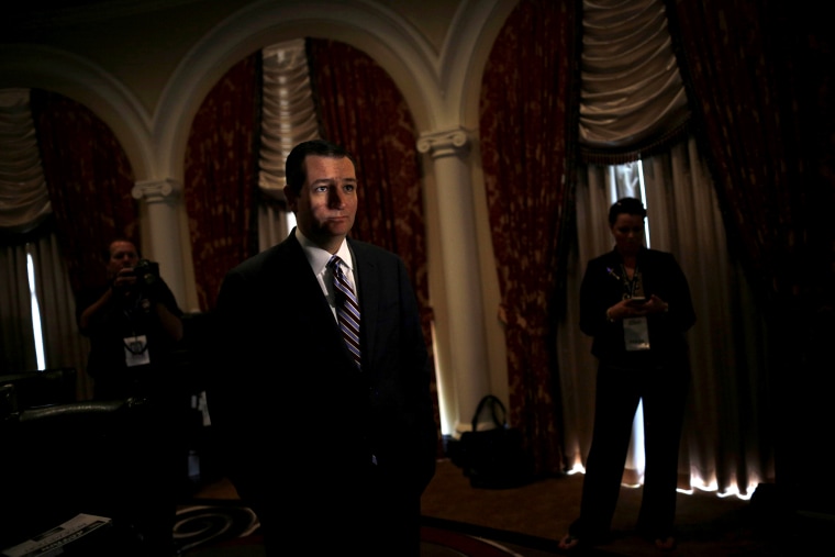 Republican presidential candidate Senator Ted Cruz (R-TX) waits backstage before addressing a legislative luncheon held as part of the \"Road to Majority\" conference in Washington, June 18, 2015. (Photo by Carlos Barria/Reuters)