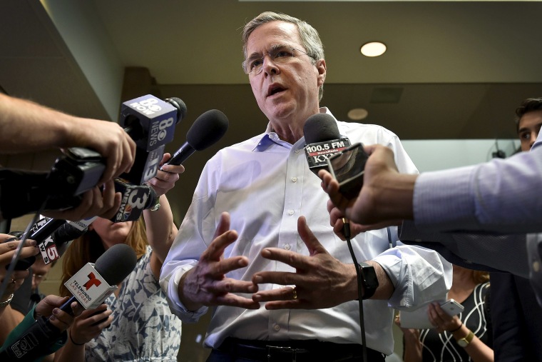 Republican presidential candidate and former Florida Governor Jeb Bush speaks with members of the media after a town hall meeting in Henderson, Nevada June 27, 2015. (Photo by David Becker/Reuters)