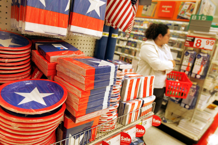 Fourth of July-themed picnic paper goods are seen displayed at a Target store in Rosemont, Ill. (Photo by Tim Boyle/Getty).