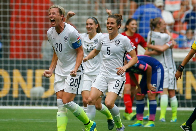 Abby Wambach #20 of the United States celebrates the 5-2 victory against Japan in the FIFA Women's World Cup Canada 2015 Final on July 5, 2015 in Vancouver, Canada. (Photo by Kevin C. Cox/Getty)