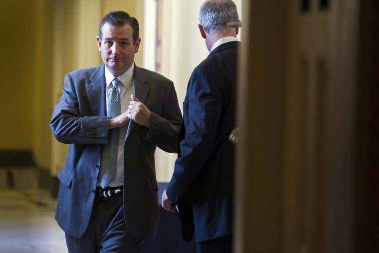 Sen. Ted Cruz, R-Texas, leaves a policy luncheon at the U.S. Capitol in Washington, June 23, 2015.