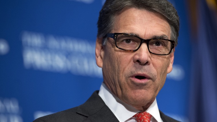 Former Gov. Rick Perry addresses the National Press Club's Newsmaker Luncheon on his economic plan on July 2, 2015. (Photo by Tom Williams/CQ Roll Call/Getty)