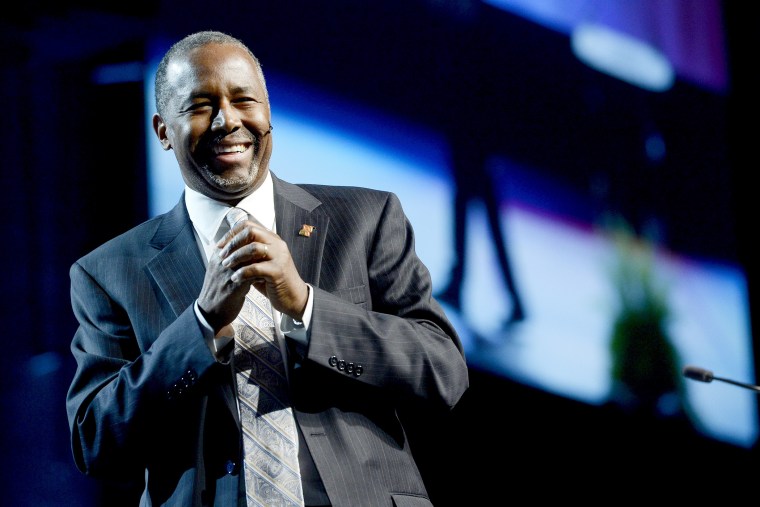 Presidential Candidate Ben Carson laughs during his speech at the Western Conservative Summit in Denver, Colo. on June 27, 2015. (Photo by Mark Leffingwell/Reuters)