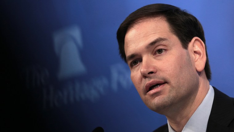 Republican presidential candidate Sen. Marco Rubio (R-FL) speaks at the Heritage Foundation in Washington, D.C. on Apr. 15, 2015 (Photo by Win McNamee/Getty).