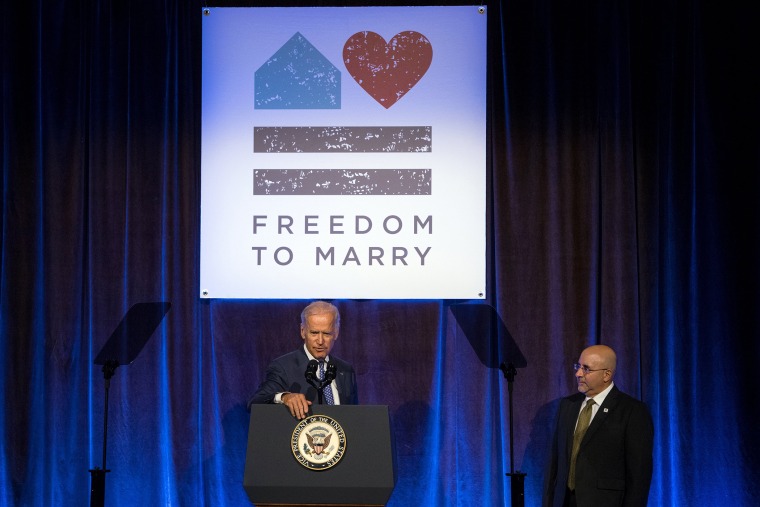 Vice President Joe Biden addresses a Freedom To Marry event in New York Thursday, July 9, 2015. (Photo by Craig Ruttle/AP)