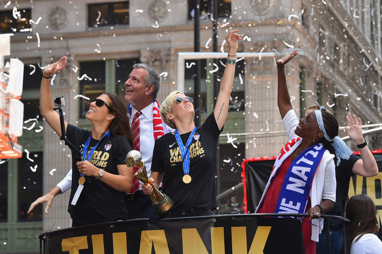 New York City Holds Ticker Tape Parade For World Cup Champions U.S. Women's Soccer National Team (Photo by Theo Wargo/Getty).