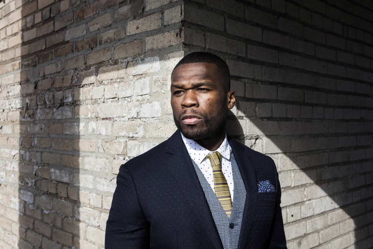Curtis Jackson, better known as the rapper 50 Cent, on the roof of the G-Unit offices in N.Y. on April 29, 2015. (Photo by Alex Welsh/The New York Times/Redux)