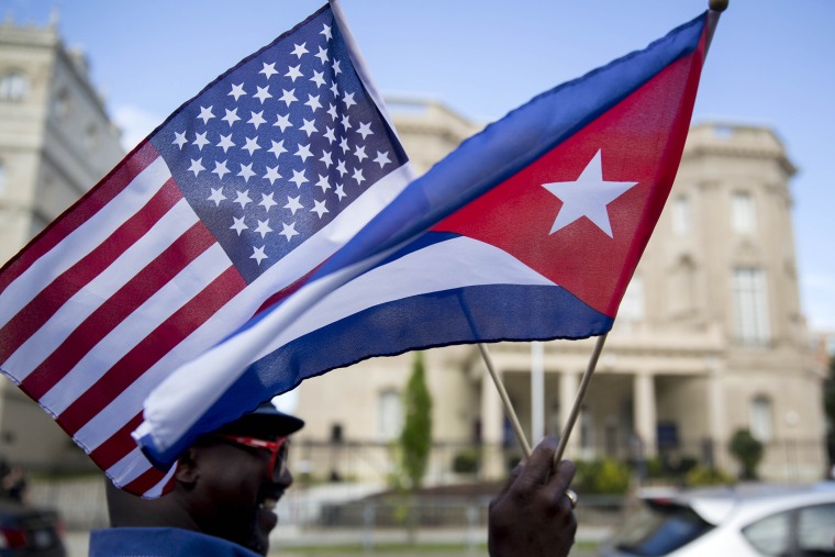 U.S. & Cuba Formally Restore Diplomatic Relations, Open Embassies (Photo by Andrew Harrer/Bloomberg/Getty).