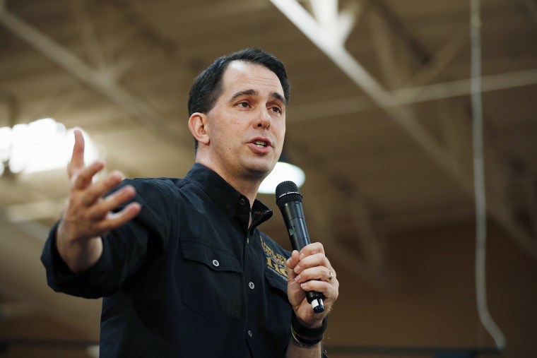 In this July 14, 2015 file photo, Republican presidential candidate Wisconsin Gov. Scott Walker, speaks during a campaign event in Las Vegas. (Photo by John Locher/AP)