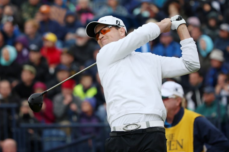 Zach Johnson of the United States tees off on the 17th hole during the final round of the 144th Open Championship at The Old Course on July 20, 2015 in St Andrews, Scotland. (Photo by Andrew Redington/Getty)