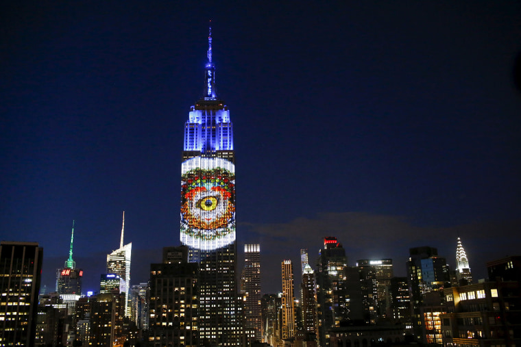 Images are projected onto the Empire State Building as part of an endangered species projection to raise awareness, in New York Aug. 1, 2015. (Photo by Eduardo Munoz/Reuters)