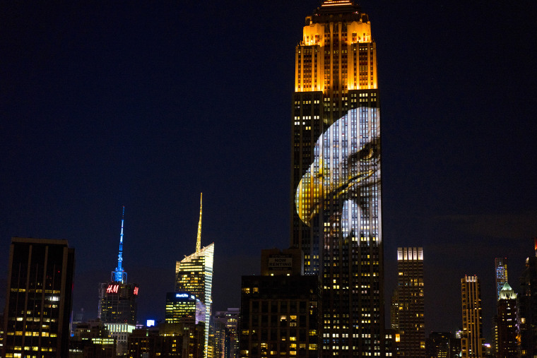 Large images of endangered species are projected on the south facade of The Empire State Building, Aug. 1, 2015, in New York. (Photo by Craig Ruttle/AP)