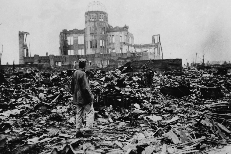 A huge expanse of ruins left by the explosion of the atomic bomb on Aug. 6, 1945 in Hiroshima. (Photo by AP)