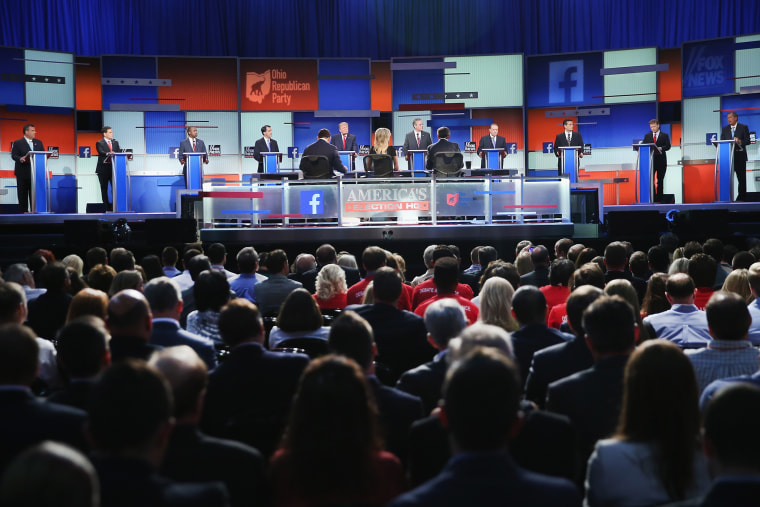 Top-Polling GOP Candidates Participate In First Republican Presidential Debate. (Photo by Scott Olson/Getty)