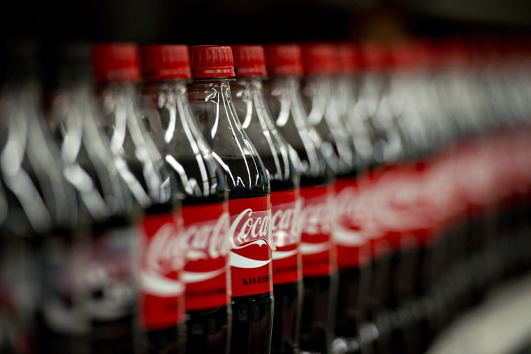 Coca-Cola products sit on display in a supermarket in Princeton, Ill. on Feb. 27, 2014. (Photo by Daniel Acker/Bloomberg/Getty)