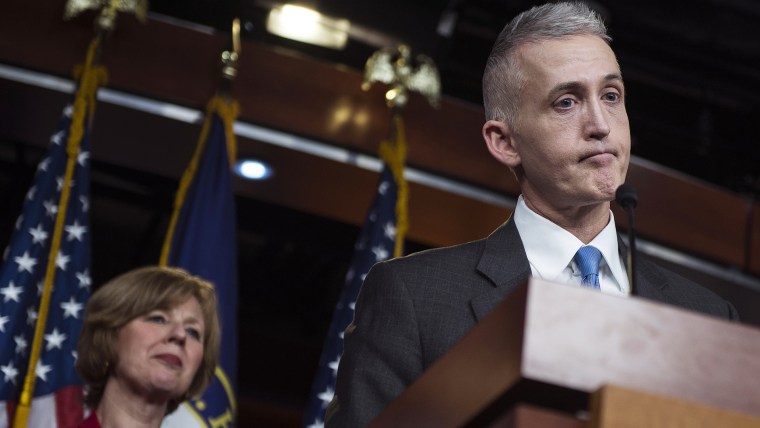 Chairman Trey Gowdy (R-SC) of the House Select Committee on Benghazi speaks to reporters. (Photo by Gabriella Demczuk/Getty)