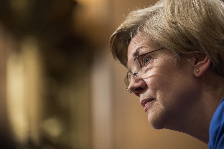 Senator Elizabeth Warren listens to Janet Yellen, chair of the U.S. Federal Reserve, during her semiannual report on the economy to the Senate Banking Committee in Washington, D.C., July 16, 2015. (Photo by Drew Angerer/Bloomberg/Getty)