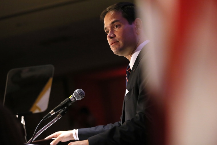 Republican presidential candidate, Sen. Marco Rubio, R-Fla. speaks during the National Right to Life convention, July 10, 2015, in New Orleans. (Photo by Jonathan Bachman/AP)