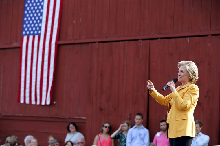 Democratic presidential candidate Hillary Clinton speaks during a campaign stop at Beech Hill Farm in Hopkinton, N.H., July 28, 2015. (Photo by Brian Snyder/Reuters)