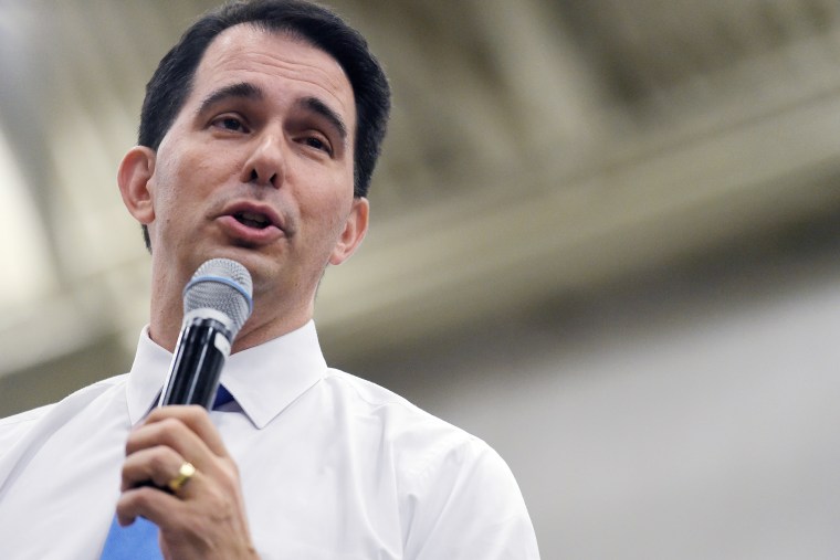 Republican presidential candidate, Wisconsin Gov. Scott Walker speaks during the Faith and Freedom BBQ on Aug. 24, 2015, in Anderson, S.C. (Photo by Rainier Ehrhardt/AP)