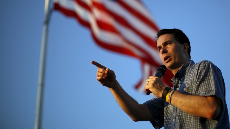 Republican presidential candidate Scott Walker speaks at a campaign stop in Haverhill, Iowa, July 18, 2015. (Photo by Jim Young/Reuters)