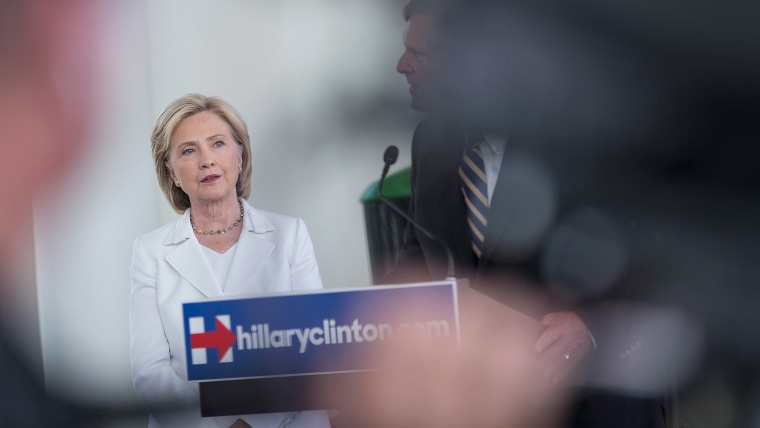 Hillary Clinton speaks to guests gathered for a campaign event on the campus of Des Moines Area Community College on August 26, 2015 in Ankeny, Iowa. (Photo by Scott Olson/Getty)