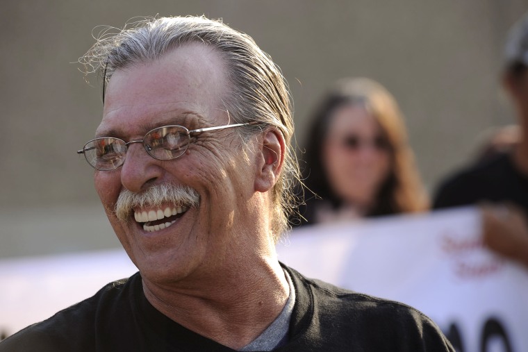 Jeff Mizanskey speaks after being released from the Jefferson City Correctional Center on Tuesday, Sept. 1, 2015. (Photo by Justin L. Stewart/Columbia Missourian/AP)