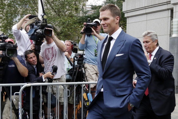 In this April 31, 2015 file photo, New England Patriots quarterback Tom Brady leaves Federal court in New York. (Photo by Richard Drew/AP)