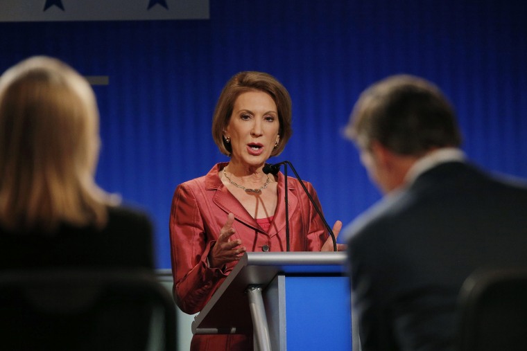 Republican presidential candidate and former Hewlett-Packard CEO Carly Fiorina responds to a question at a Fox-sponsored forum in Cleveland, Ohio, August 6, 2015. (Photo by Brian Snyder/Reuters)