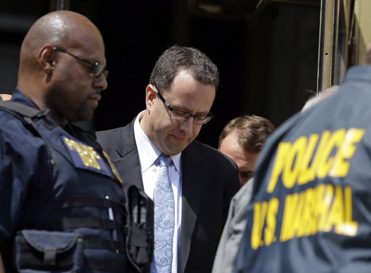 Former Subway pitchman Jared Fogle leaves the Federal Courthouse in Indianapolis, Aug. 19, 2015 following a hearing on child-pornography charges. (Photo by Michael Conroy/AP)
