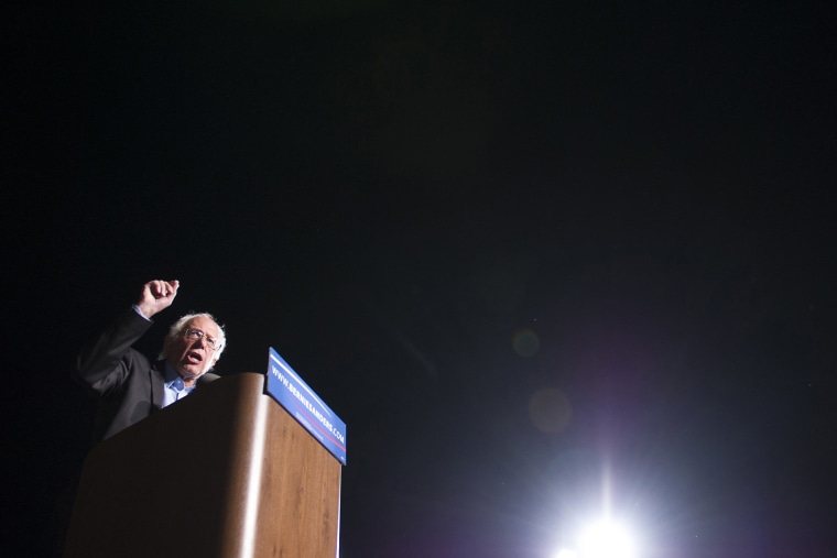 Democratic presidential candidate Sen. Bernie Sanders speaks to supporters during a campaign rally at Prince William Fairground in Manassas, Va., Sept. 14, 2015. (Photo by Cliff Owen/AP)