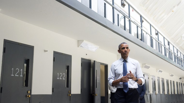 President Barack Obama speaks as he tours the El Reno Federal Correctional Institution in El Reno, Okla., July 16, 2015. (Photo by Saul Loeb/AFP/Getty)