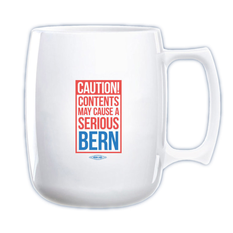 Bernie Sanders Feel the Bern Coffee Mug is available for $15.  If you can’t take the heat of the mug, a button is also for sale in the same design.