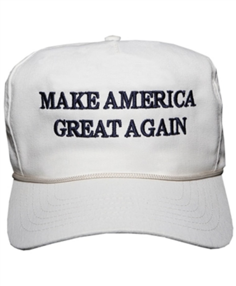 The infamous Official Donald Trump Make America Great Again Cap is available in two styles and pretty much every patriotic color combination you can think of and is selling for $25.