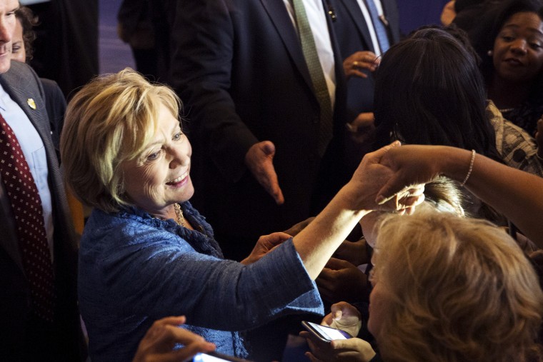 U.S. Democratic presidential candidate Hillary Clinton greets supporters after speaking to a grassroots organizing meeting at the Louisiana Leadership Institute in Baton Rouge, Louisiana, September 21, 2015. (Photo by Lee Celano/Reuters)