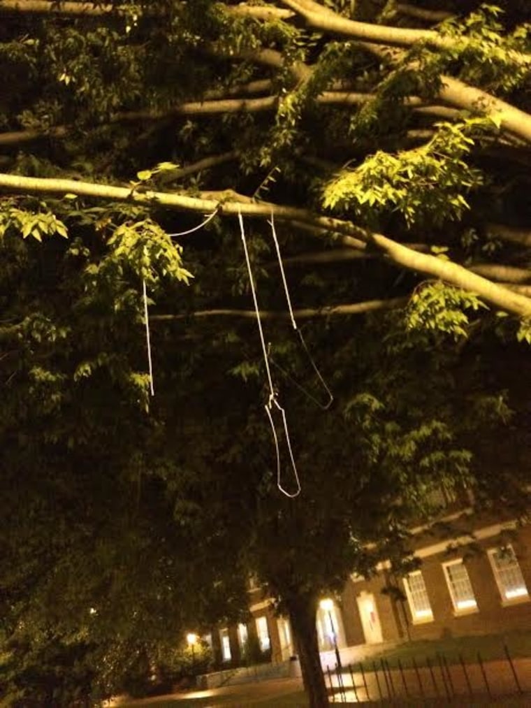 Nooses found hanging outside Mitchell Hall on the University of Delaware campus are being investigated as a hate crime. (Photo by Matt Butler/The Review)