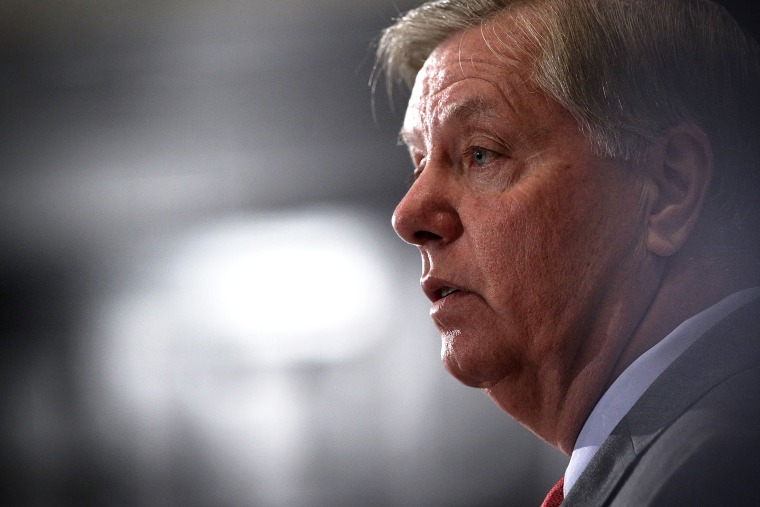 Republican Presidential hopeful and U.S. Senator Lindsey Graham (R-SC) speaks at an event at the National Press Club on Sept. 8, 2015 in Washington, D.C. (Photo by Alex Wong/Getty)
