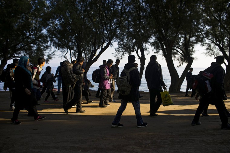 Migrants make land in Lesbos