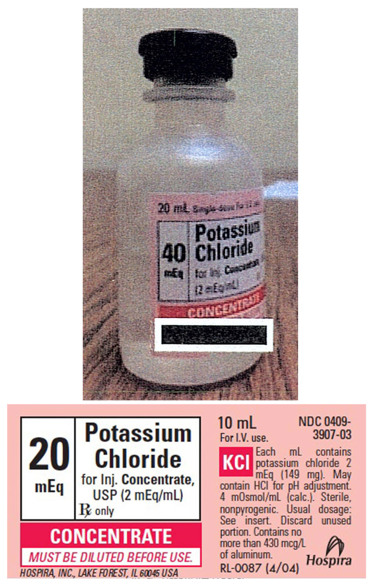 In this publicly distributed handout photo, a bottle Potassium Chloride is seen along with its label. (Photo by Arkansas Department of Correction/National Institute of Health/AP)