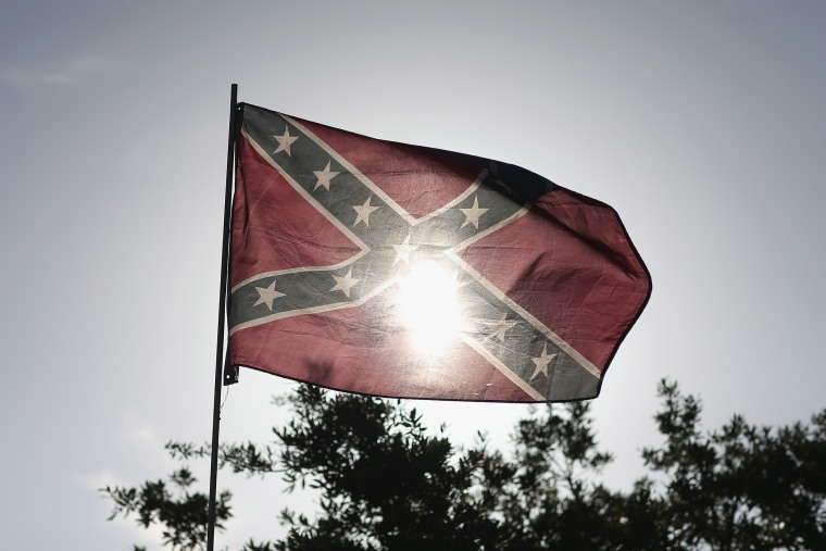 A Confederate flag is seen during a rally to show support for the American and Confederate flags on July 11, 2015. (Photo by Joe Raedle/Getty)
