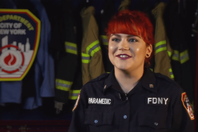 Luanne Mueller, an FDNY paramedic, speaks about her experiences in a video about LGBT members of the FDNY in a video released be the FDNY, Oct. 10, 2015.
