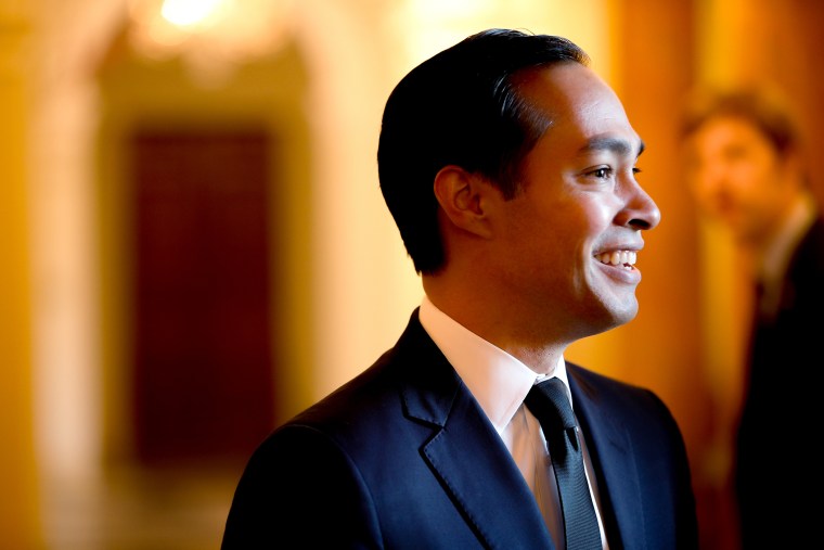 Julian Castro, Secretary of Housing and Urban Development, arrives at a private reception for Britain's Prince Charles at the British Ambassador's Residence on March 18, 2015 in Washington. (Photo by Andrew Harnik/AP)