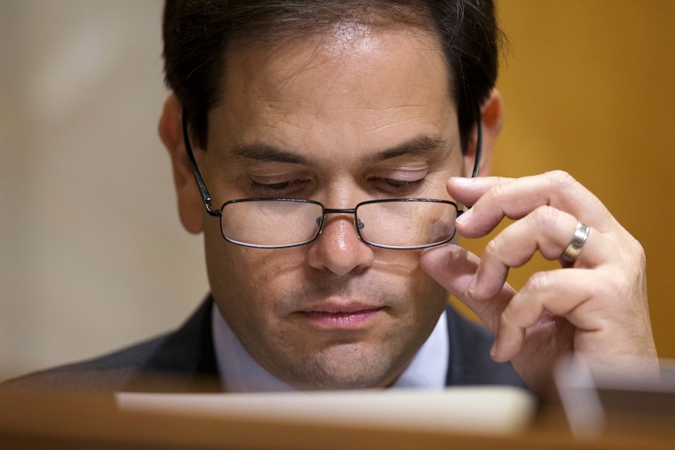 Republican presidential candidate, Sen. Marco Rubio, R-Fla., presides over a hearing on overview of U.S. policy, July 15, 2015, on Capitol Hill in Washington. (Photo by Manuel Balce Ceneta/AP)