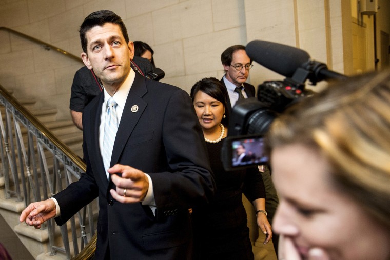 Rep. Paul Ryan, R- Wis., leaves his office before a House GOP meeting, Oct. 20, 2015, on Capitol Hill in Washington. (Photo by Andrew Harnik/AP)