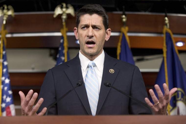 Rep. Paul Ryan, R- Wis., speaks at a news conference following a House Republican meeting, Oct. 20, 2015, on Capitol Hill in Washington. (Photo by Andrew Harnik/AP)