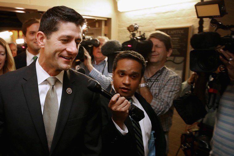 House Ways and Means Committee Chairman Paul Ryan (R-WI) arrives for a House Republican caucus meeting in the U.S. Capitol on Oct. 21, 2015 in Washington, DC. (Photo by Chip Somodevilla/Getty)